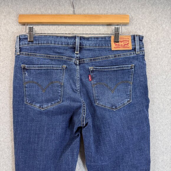 Levi's Womens 711 Skinny Dark Blue Denim Jeans Casual Distressed Raw Hem Size 30 - Picture 6 of 15
